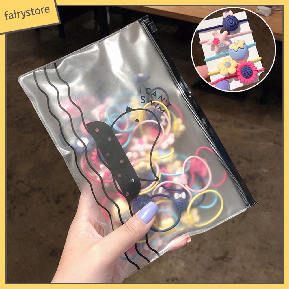 Túi 20 Dây Cột Tóc Co Giãn Đính Hoa Thời Trang Cho Nữ