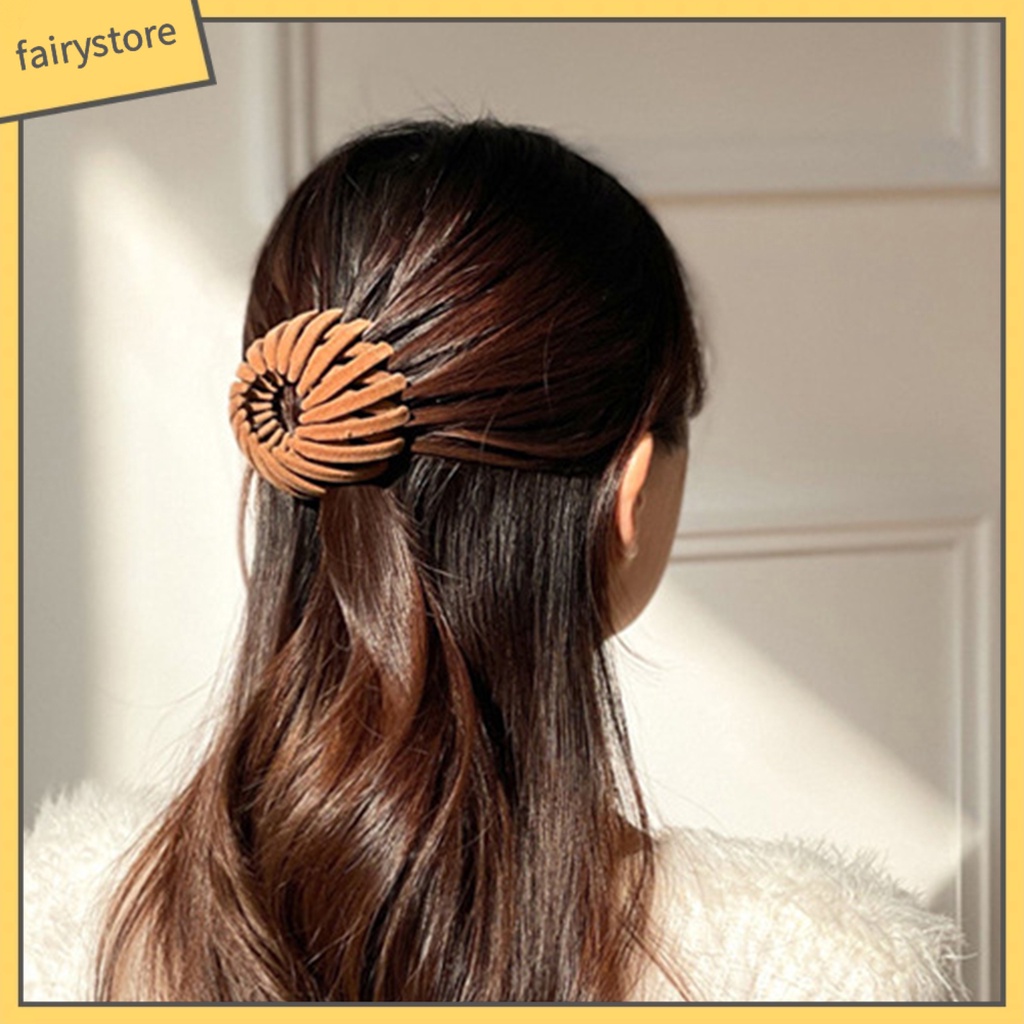 Dây Cột Tóc Hình Tổ Chim Bằng Resin Thanh Lịch Sáng Tạo Có Thể Thu Gọn Cho Nữ