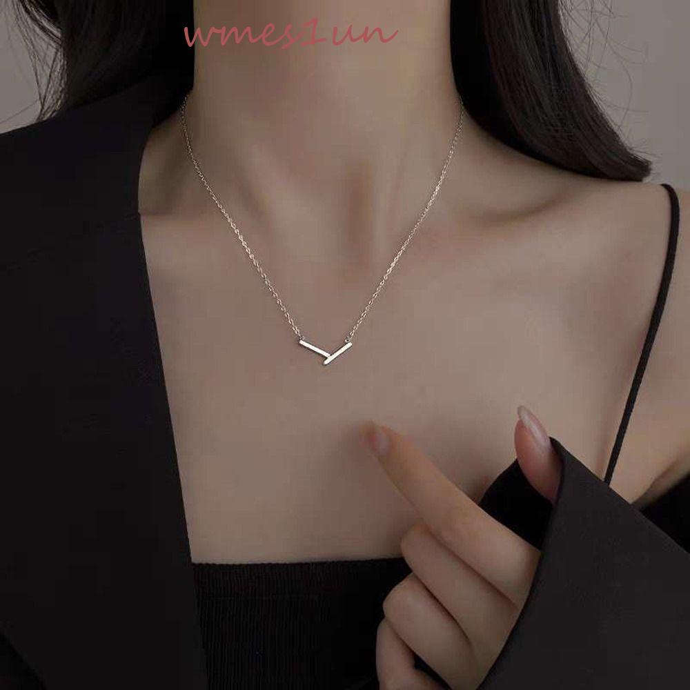 Vòng Cổ Choker Bằng Đồng Mặt Chữ V Đơn Giản Tinh Tế WMES15H Cho Nữ