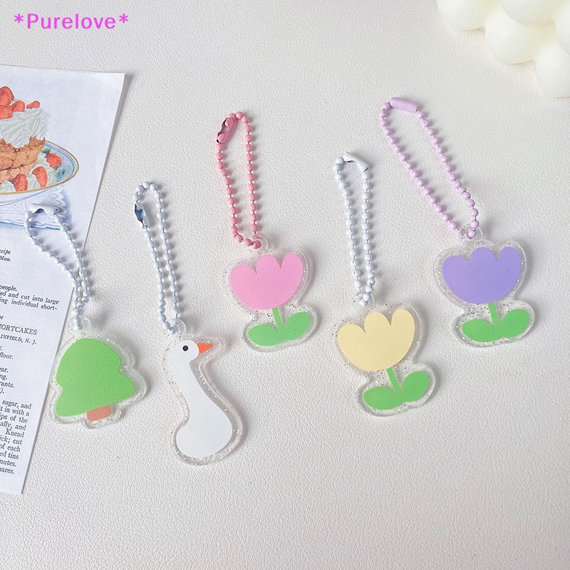 Móc Khóa Acrylic Hình Hoa Tulip Trắng Dễ Thương Mới