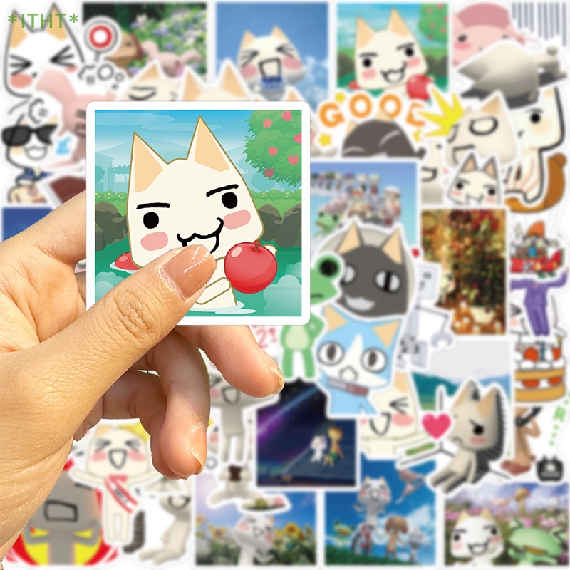 Bộ 50 Miếng Dán Pvc Chống Thấm Nước Hình Mèo Hoạt Hình Dễ Thương Trang Trí Laptop Mới