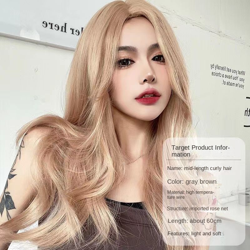 Bộ Tóc Giả Dài Xoăn Gợn Sóng Màu Xám Nâu Hồng Phong Cách lolita