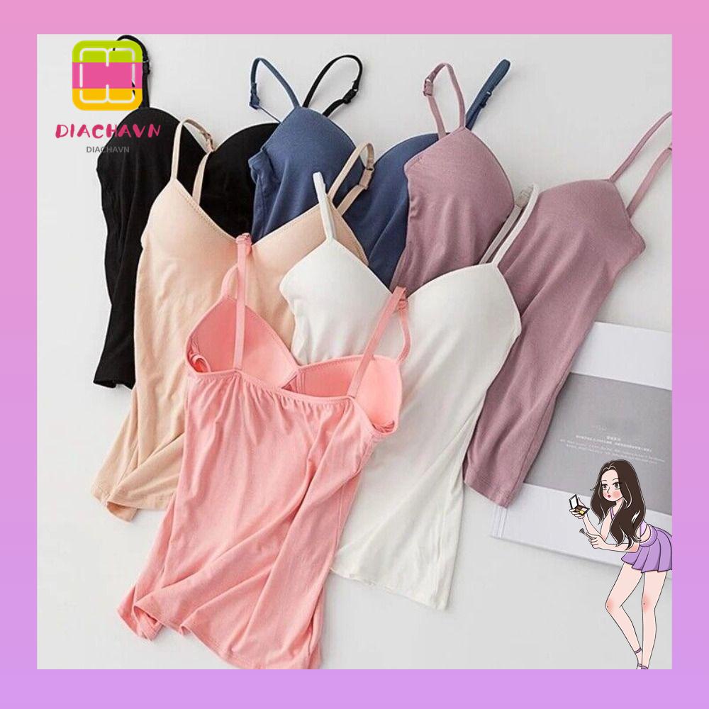 Áo Croptop Hai Dây Có Mút Đệm Ngực Thoáng Khí Thời Trang Quyến Rũ