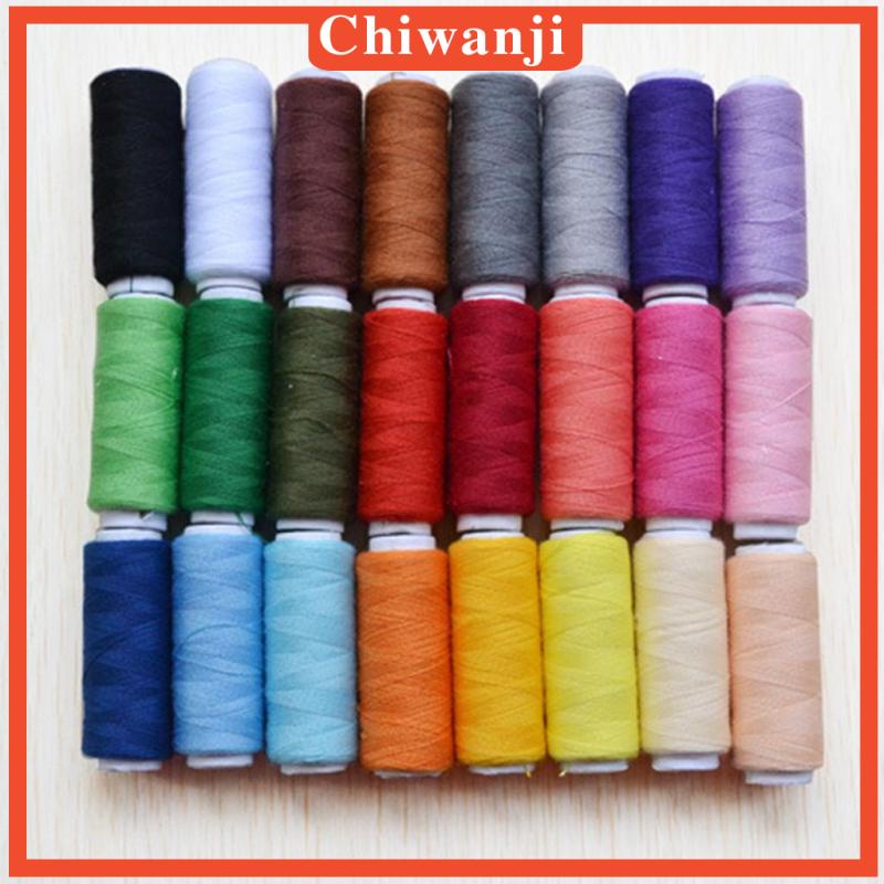 Set 1 Gói / 24 Cuộn Chỉ Polyester Nhiều Màu Dành Cho Máy May Tay 200Yard