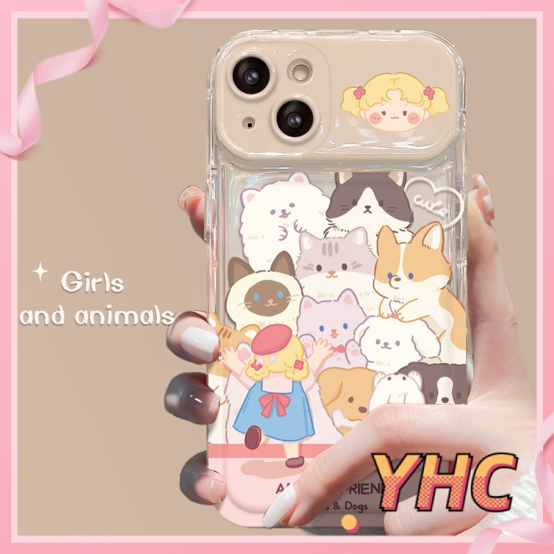 Ốp Lưng iPhone Camera Cô gái với thú cưng của mình, gương lật, chống chấn động, bảo vệ máy ảnh, Cho Iphone 6 / 6S / 6splus / se / 7 / 7plus / 8 / 8plus / X / xs / xsmax / 11 / 12 / 13 / 14 / Plus / pro / pro max-8015