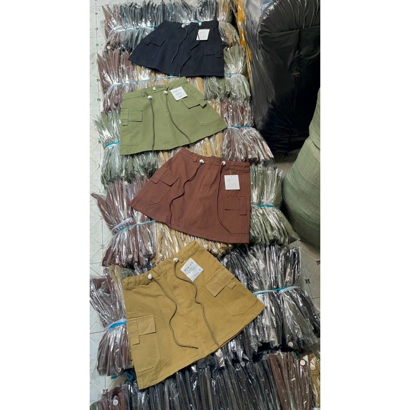 Chân Váy KaKi Túi Nắp Lưng Cao Phong Cách Hàn Quốc Có Quần Trong siêu tôn dáng UK alohashop91