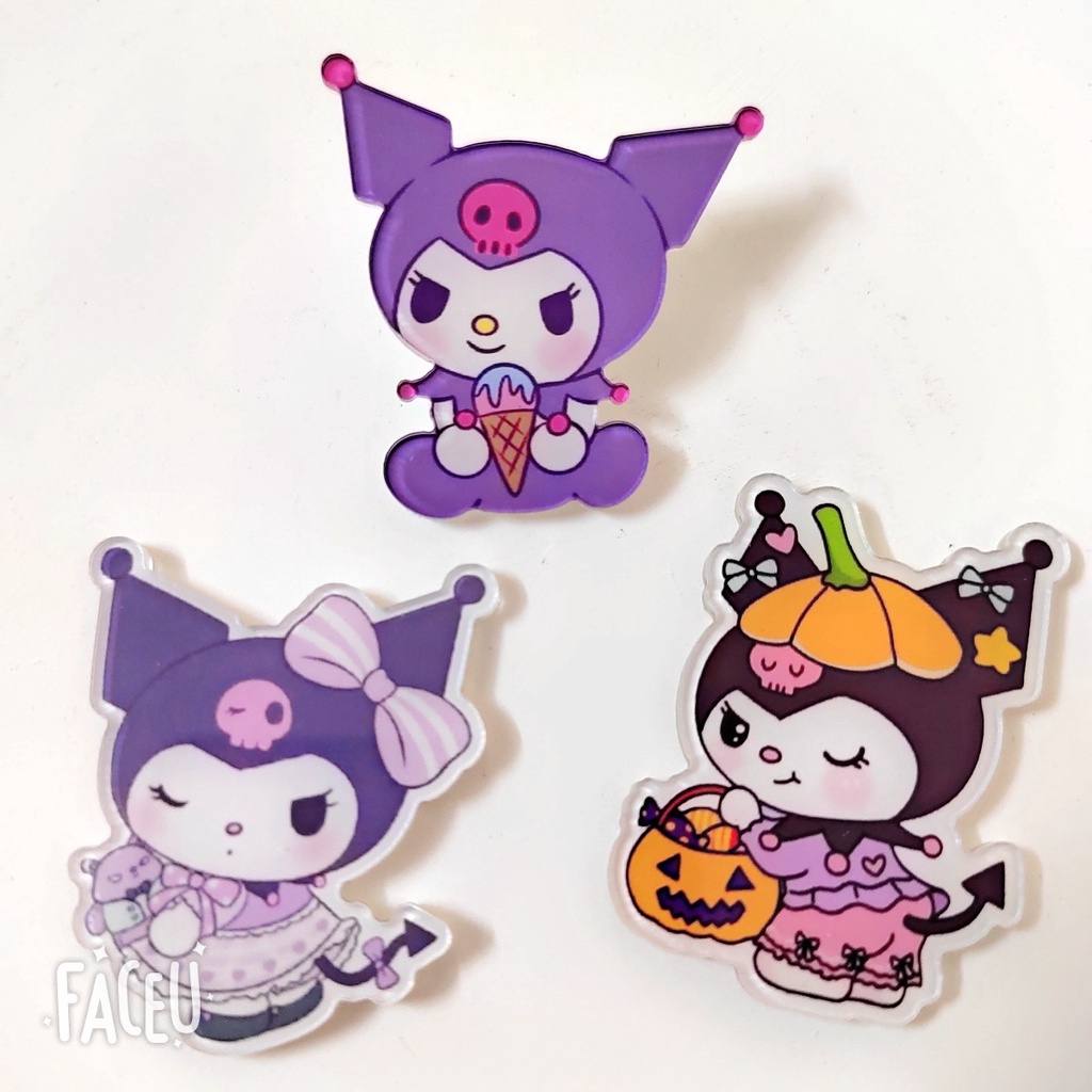 Phim hoạt hình sanrio kuromi acrylic tự làm trâm cài áo cô gái dễ thương trang trí hành lý badg h0236