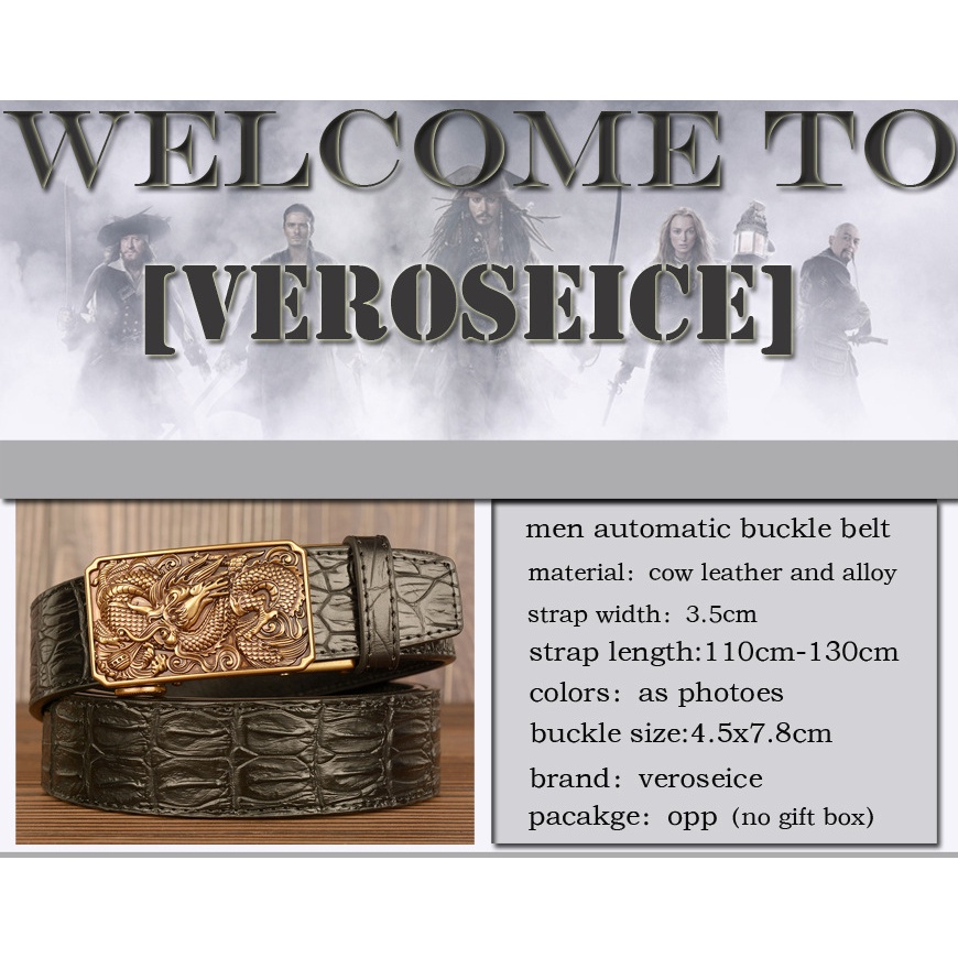 Thắt Lưng Da Bò Họa Tiết Da Cá Sấu Thiết Kế Mới Cao Cấp Thời Trang Cho Nam