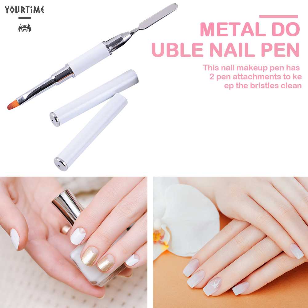 Cọ Hai Đầu Bằng Thép Không Gỉ Dùng Trang Trí Móng Nghệ Thuật