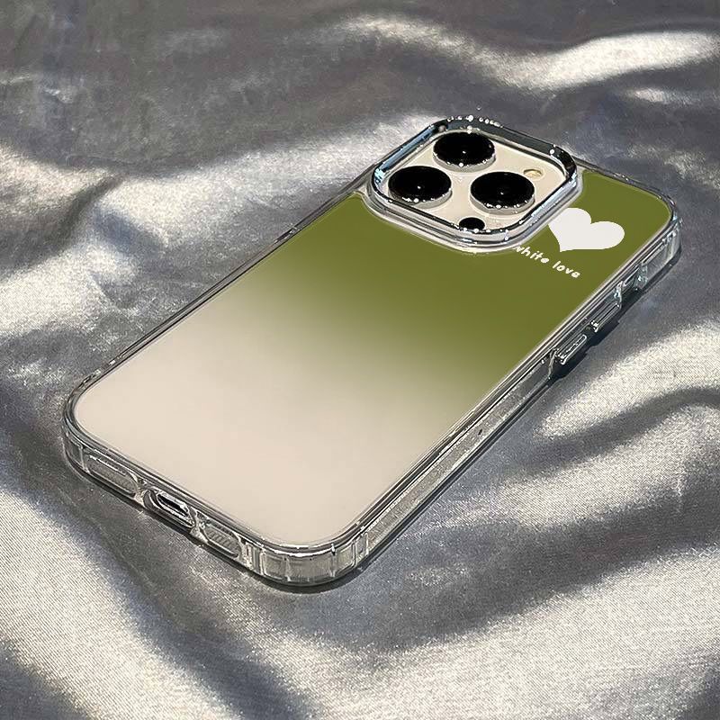 ✅Ốp Điện Thoại Mềm Chống Sốc Màu Xanh Lá / Trắng In Họa Tiết Trái Tim Đơn Giản Dành Cho Iphone 8 / 7 Max 14 Pro 1211 13