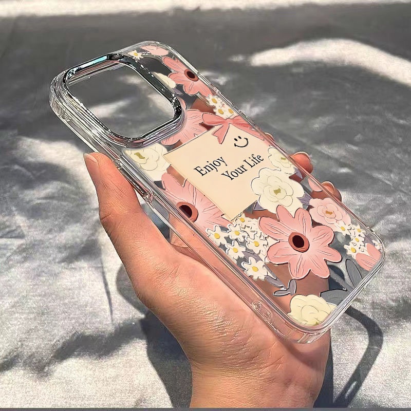 ✅Ốp Điện Thoại Mềm Chống Sốc Họa Tiết Hoa Đơn Giản Có Ngăn Đựng Thẻ Cho iPhone12plus14promax 117 / 813