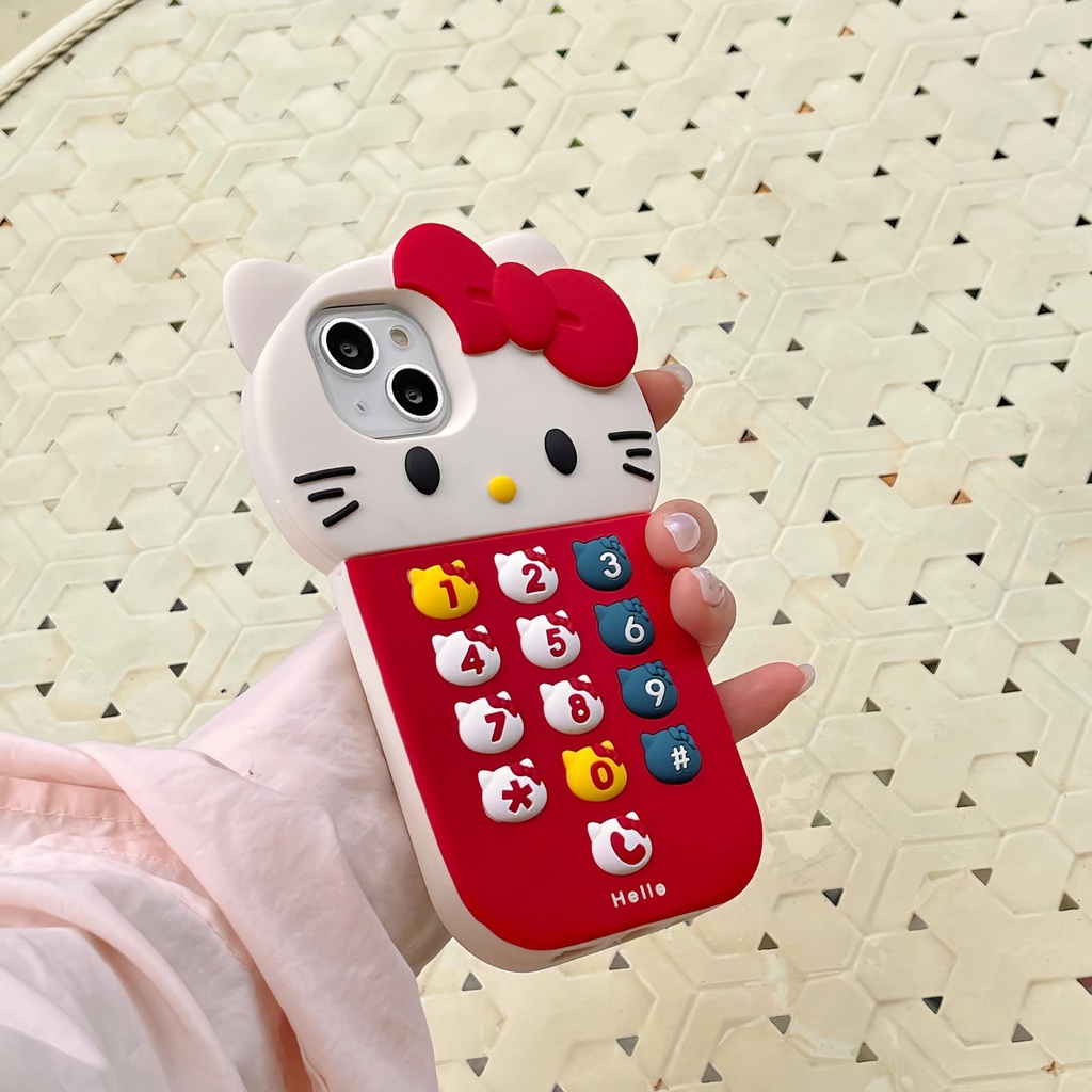 Ốp Điện Thoại TPU Dẻo Họa Tiết Hoạt Hình Hello Kitty 3D Dễ Thương Cho iPhone 12 11 13 14 Pro Max