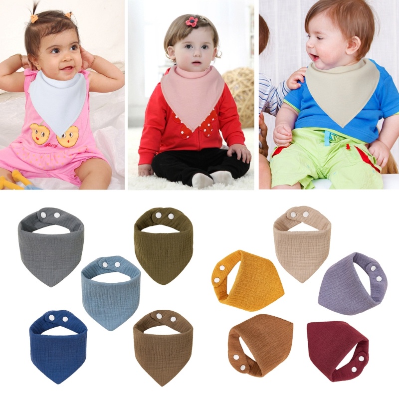 Set 5 Yếm Ăn Màu Sắc Trơn Tùy Chỉnh Tiện Dụng Cho Bé