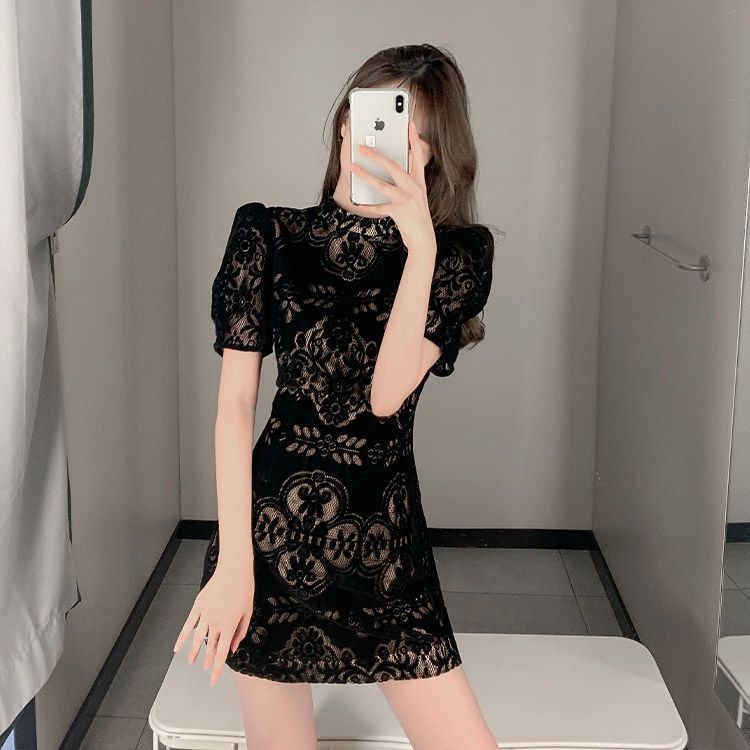 Đầm Ngắn Tay Ôm Dáng Phong Cách Retro Thời Trang Mùa Hè 2023 Mới