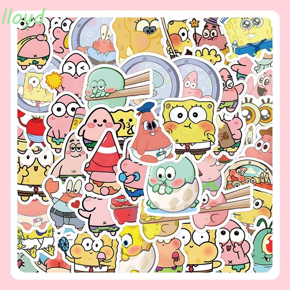 Bộ 63 Sticker Dán Trang Trí Album / Nhật Ký / Điện Thoại / Ván Trượt / Ván Trượt Hình SpongeBob Patrick