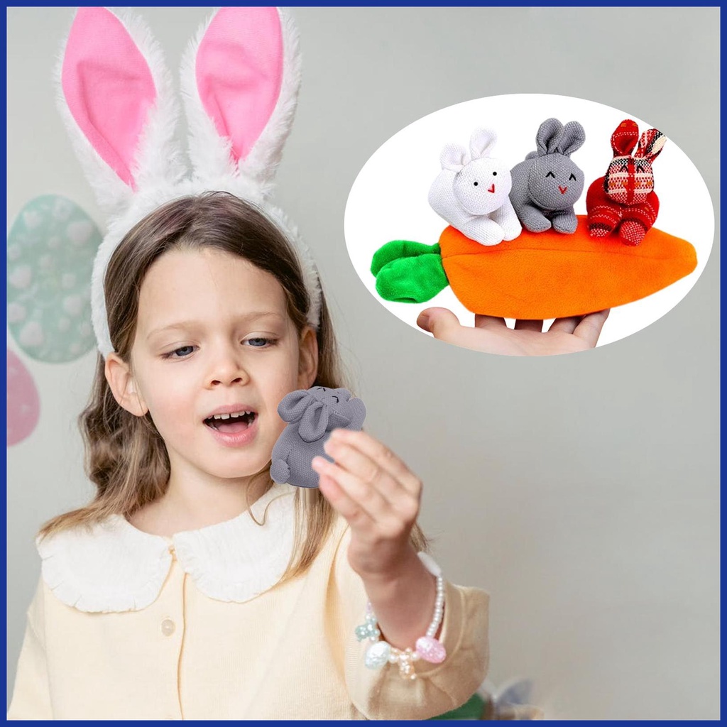 Búp Bê Thỏ Bông Mini 3 Bunnies Mềm Mại Có Túi Đựng Cà Rốt Dễ Thương