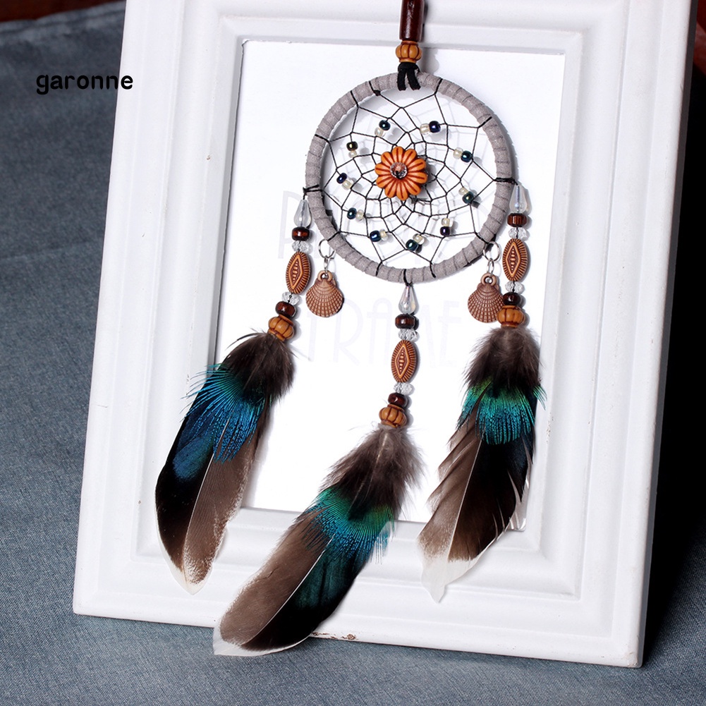 Dreamcatcher Đính Lông Vũ Treo Trang Trí Phong Cách Vintage