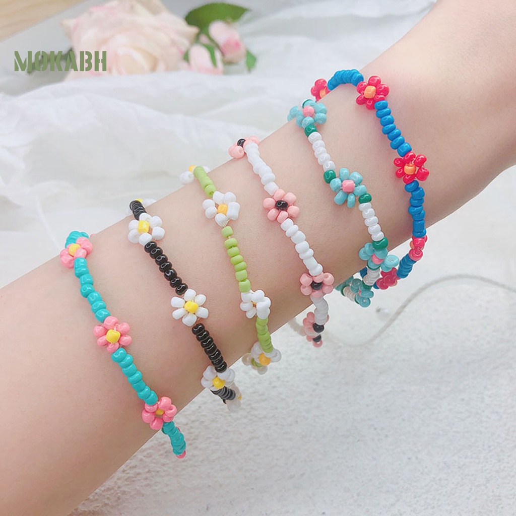 Vòng Đeo Tay Chuỗi Hạt Họa Tiết Hoa Tinh Tế Thời Trang Cho Nữ