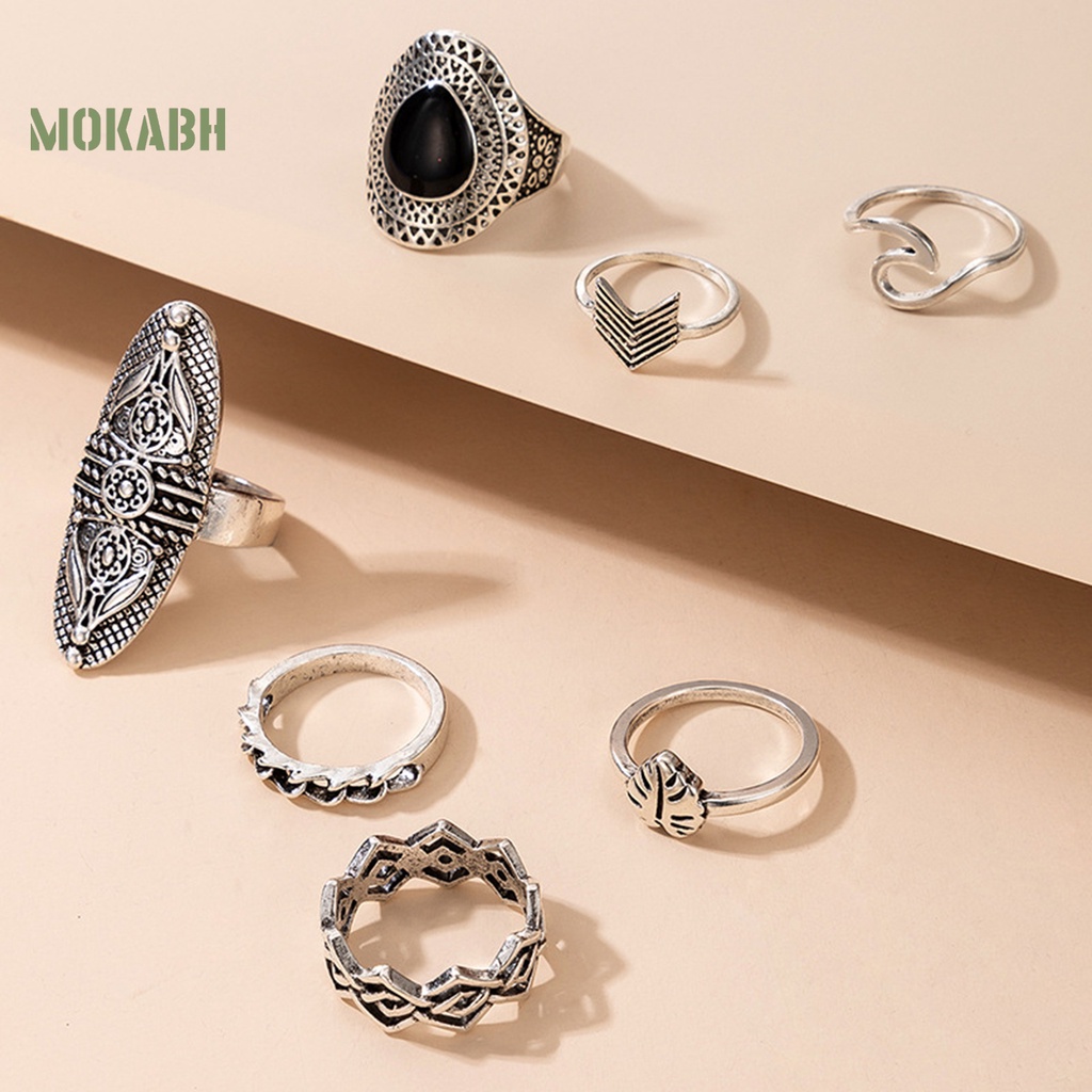[Mok Abh] Set 7 Nhẫn Đeo Giữa Ngón Tay Phong Cách Bohemian