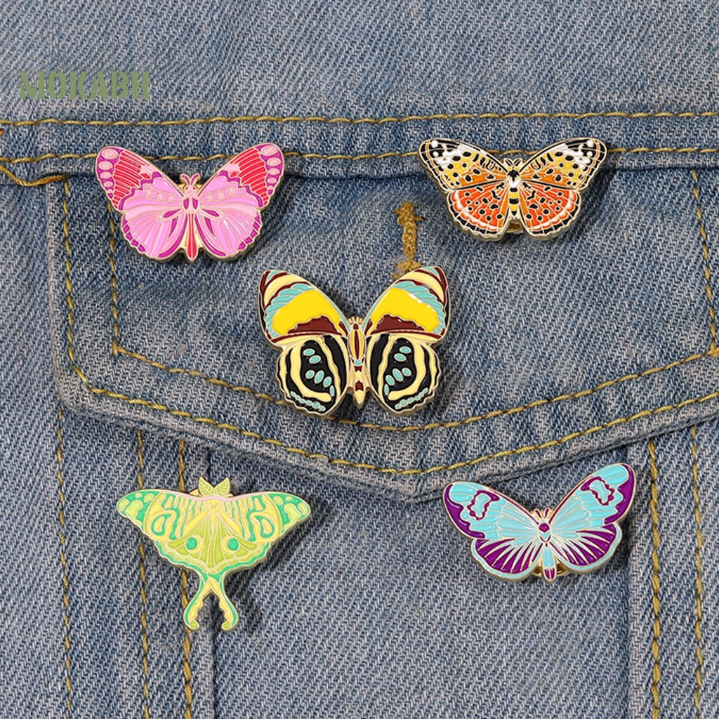 [Mok Abh] Trâm Cài Áo Hình Con Bướm Nhiều Màu Sắc Kiểu Dáng Vintage Hợp Thời Trang Cho Nữ