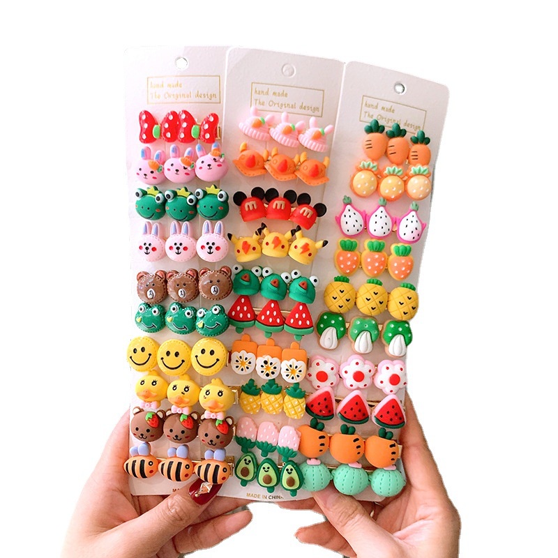 PVN43624 SET 10 Kẹp Tóc Hình Hoa / Trái Cây Xinh Xắn Cho Bé Gái