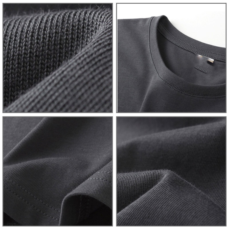 Áo thun HANLU tay ngắn cổ tròn phong cách Harvard cho nam