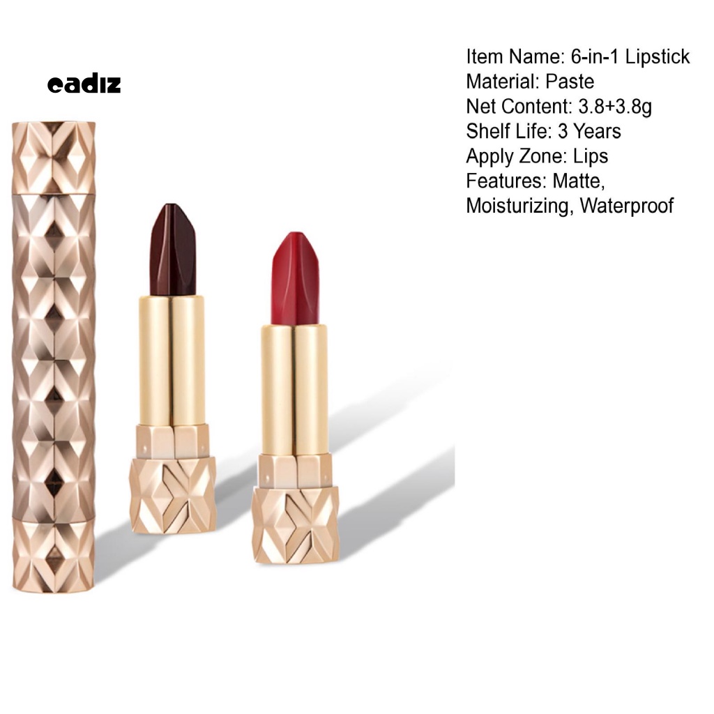 Son Môi Hai Đầu 6 Màu Trong 1 Chống Nước Lâu Trôi Không Dính Cốc Dành Cho Nữ