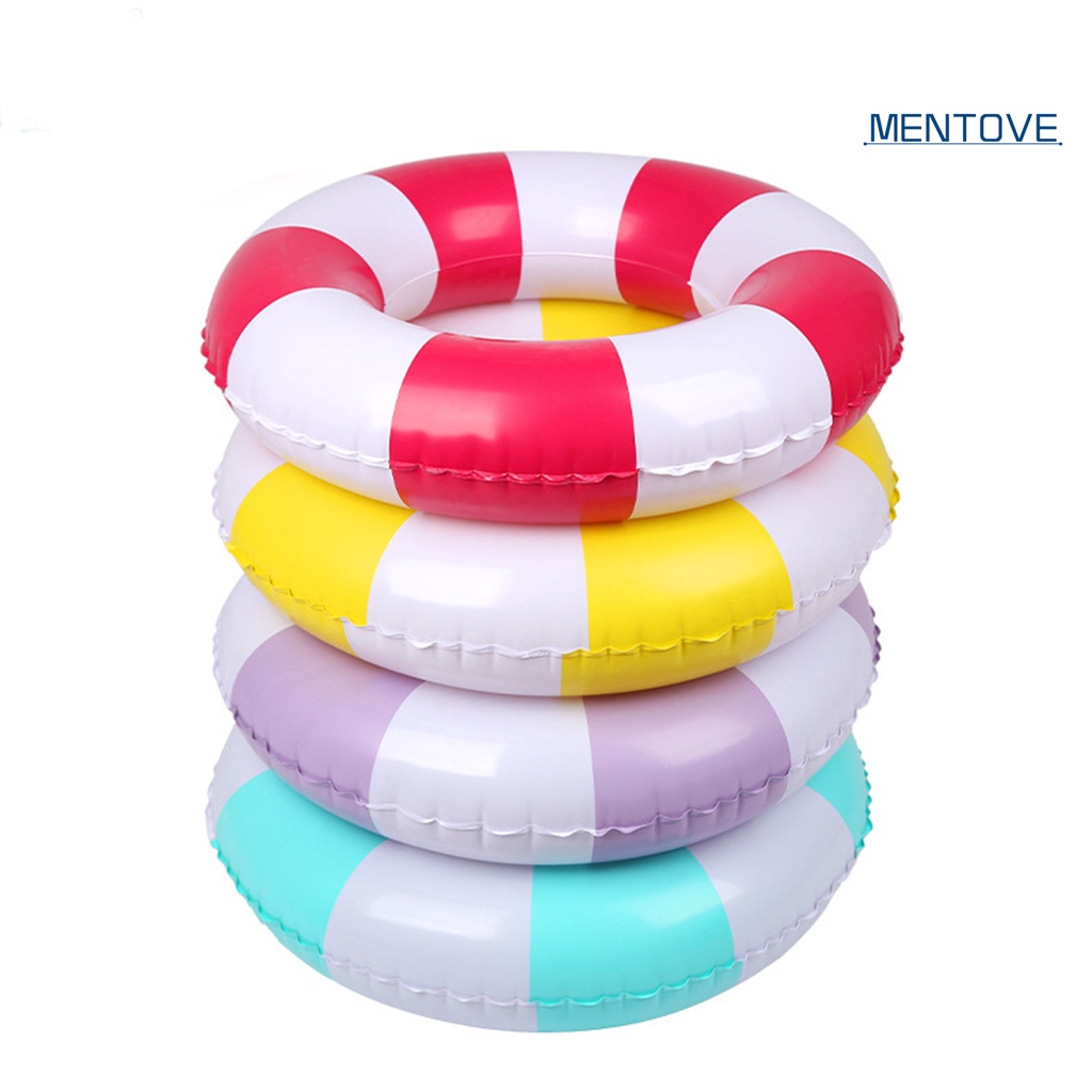 Phao Bơi Bơm Hơi Tròn Họa Tiết Kẻ Sọc Nhiều Màu Bằng PVC Dày Dặn Chống Lăn Cho Bé