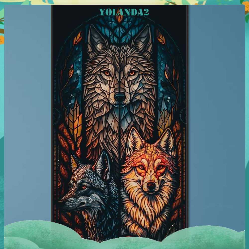 Tranh Đính Đá Kim Cương Toàn Bộ 5D DIY Hình Vẽ Sói Trang Trí Nhà Cửa