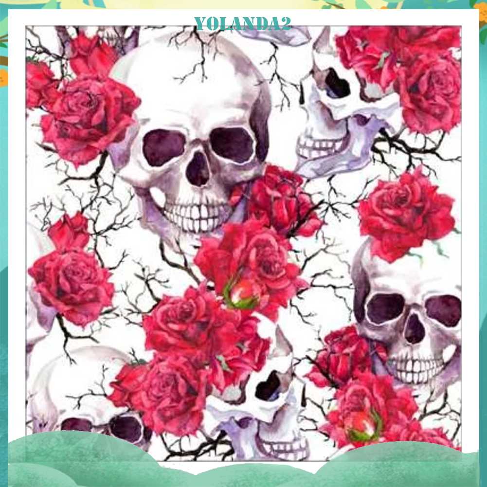 Tranh Đính Đá Kim Cương Toàn Bộ 5D DIY Hình Vẽ Bộ Xương Hoa Hồng