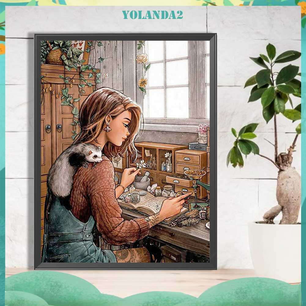 Tranh Đính Đá Kim Cương Toàn Bộ 5D DIY Hình Vẽ Cô Gái Trang Trí Nhà Cửa