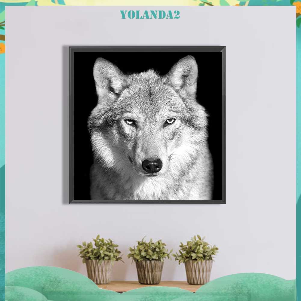 Tranh Đính Đá Kim Cương Toàn Bộ 5D DIY Hình Vẽ Sói Trang Trí Nhà Cửa