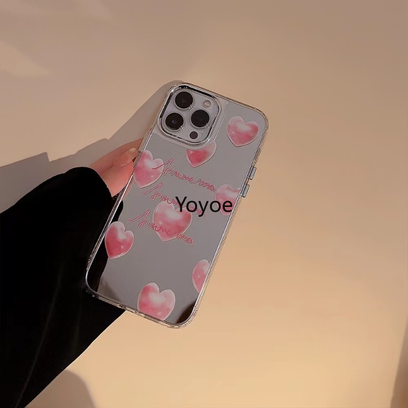 Ốp Điện Thoại Silicon Dẻo Trái Tim Màu Hồng Mạ Điện Sang Trọng Cho iPhone 14 Plus 13 12 11 Pro Max
