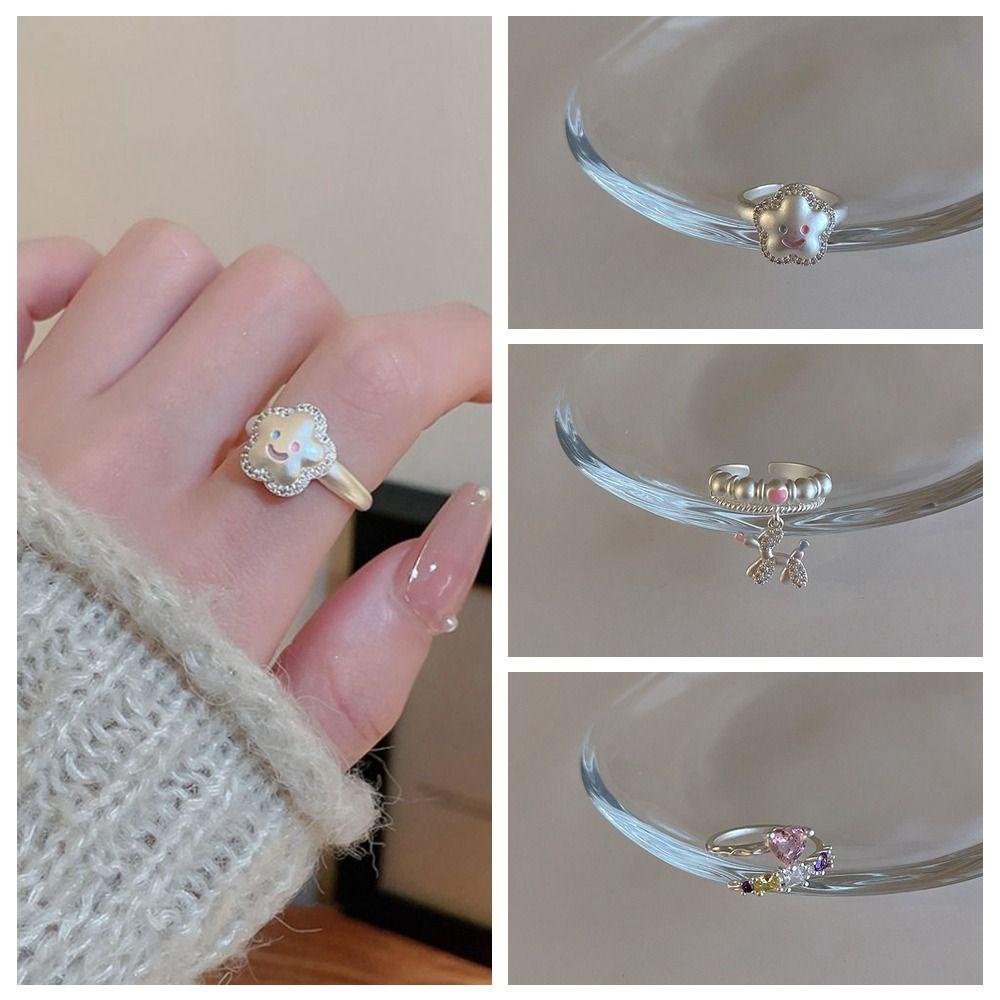 Vòng Tay BERNARDO Thời Trang Dành Cho Nữ|Nhẫn Hở Hình Mặt Cười Độc Đáo Phong Cách Harajuku Hàn Quốc