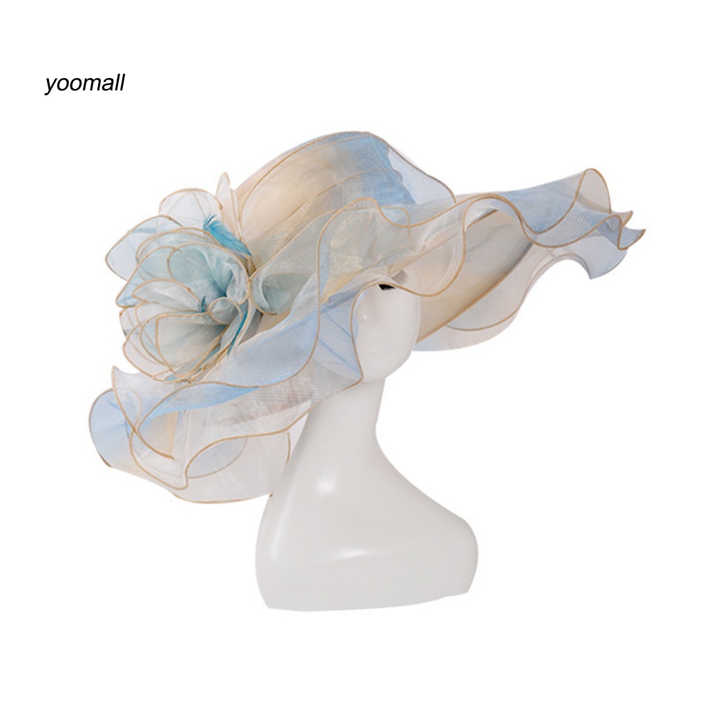 Mũ Lưỡi Trai Chống Nắng Viền Lưới Nhiều Lớp Nhìn Xuyên Thấu Chống Tia UV Trang Trí Hoa Cho Nữ