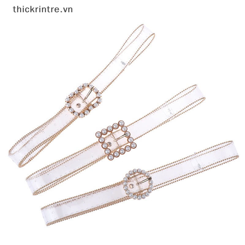 Thắt Lưng Khóa Vuông / Tròn / Trái Tim Trong Suốt Đính Đá Thời Trang