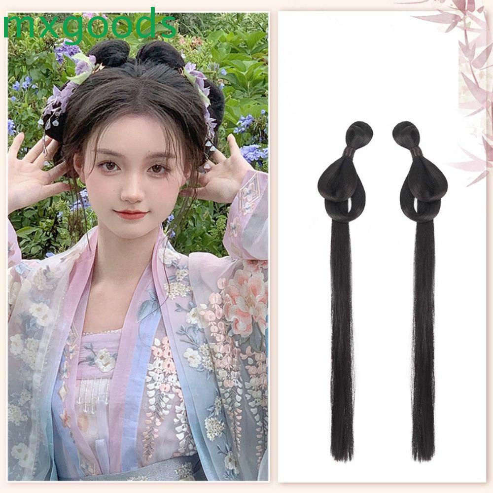 Bộ Tóc Giả Dài Màu Đen Tự Nhiên Bằng Sợi Tổng Hợp Dùng Hóa Trang Hán Phục