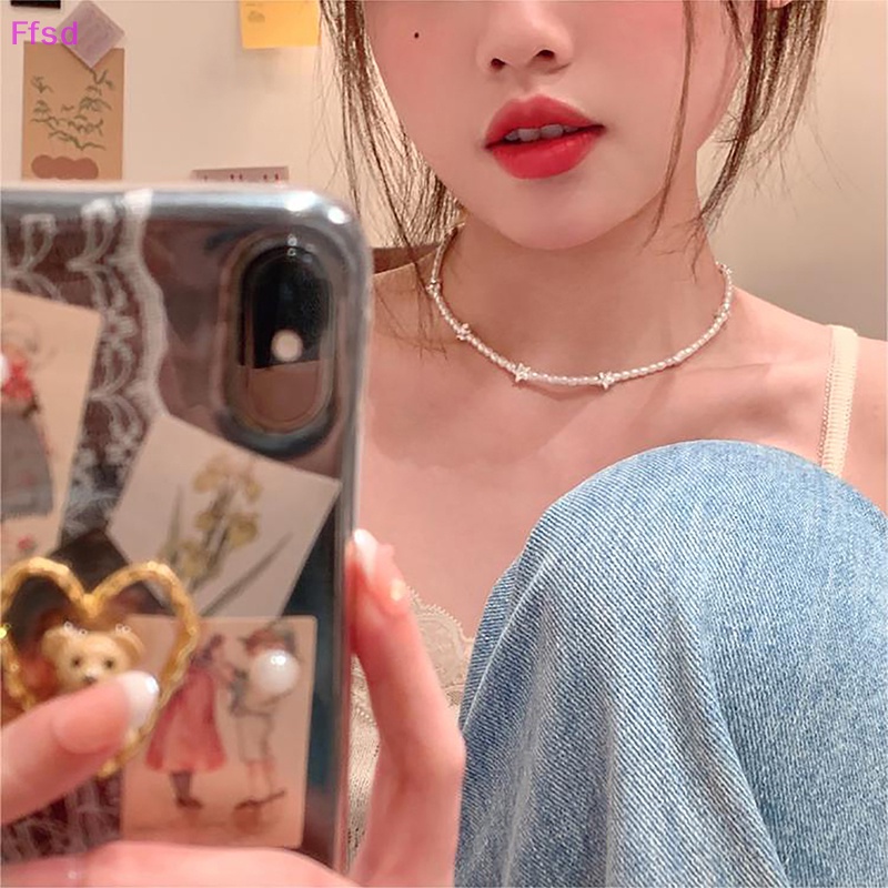 {Ffsd} Vòng cổ Chuỗi Hạt Ngọc Trai Hình Trái Tim Ngôi Sao Cổ Tích Nhẹ Thời Trang Ngọt Ngào Dành Cho Nữ * Bán Chạy