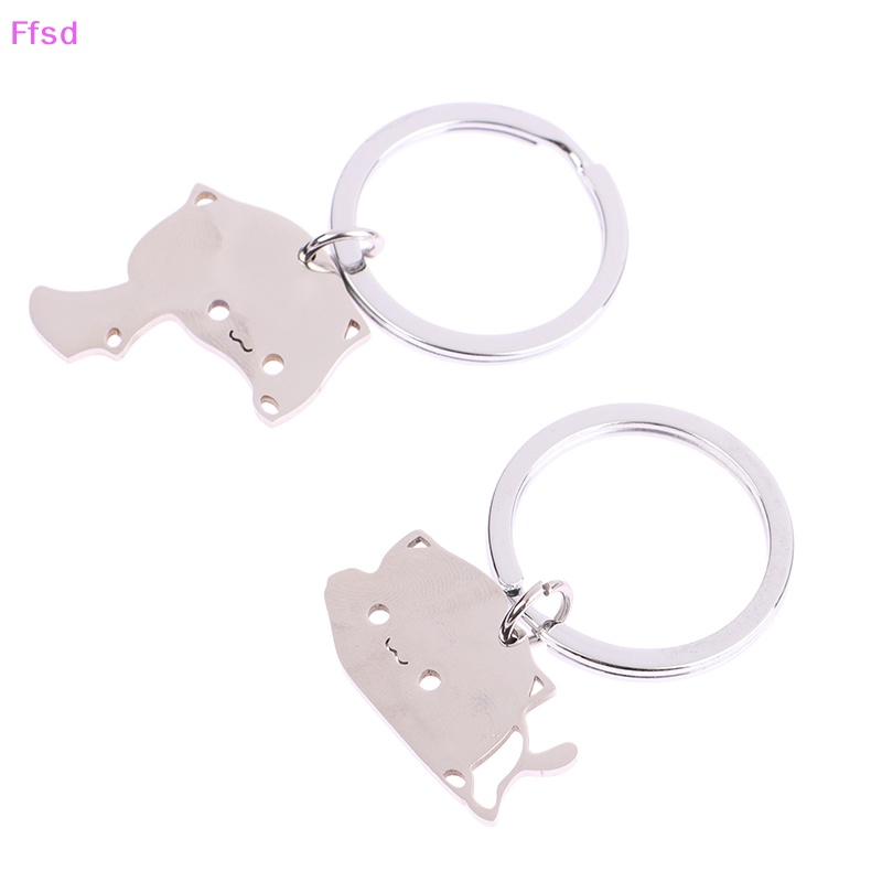 {Ffsd} Móc Chìa Khóa Bằng Thép Không Gỉ Hình Mèo Hoạt Hình Dễ Thương Trang Trí Túi Xách * Bán