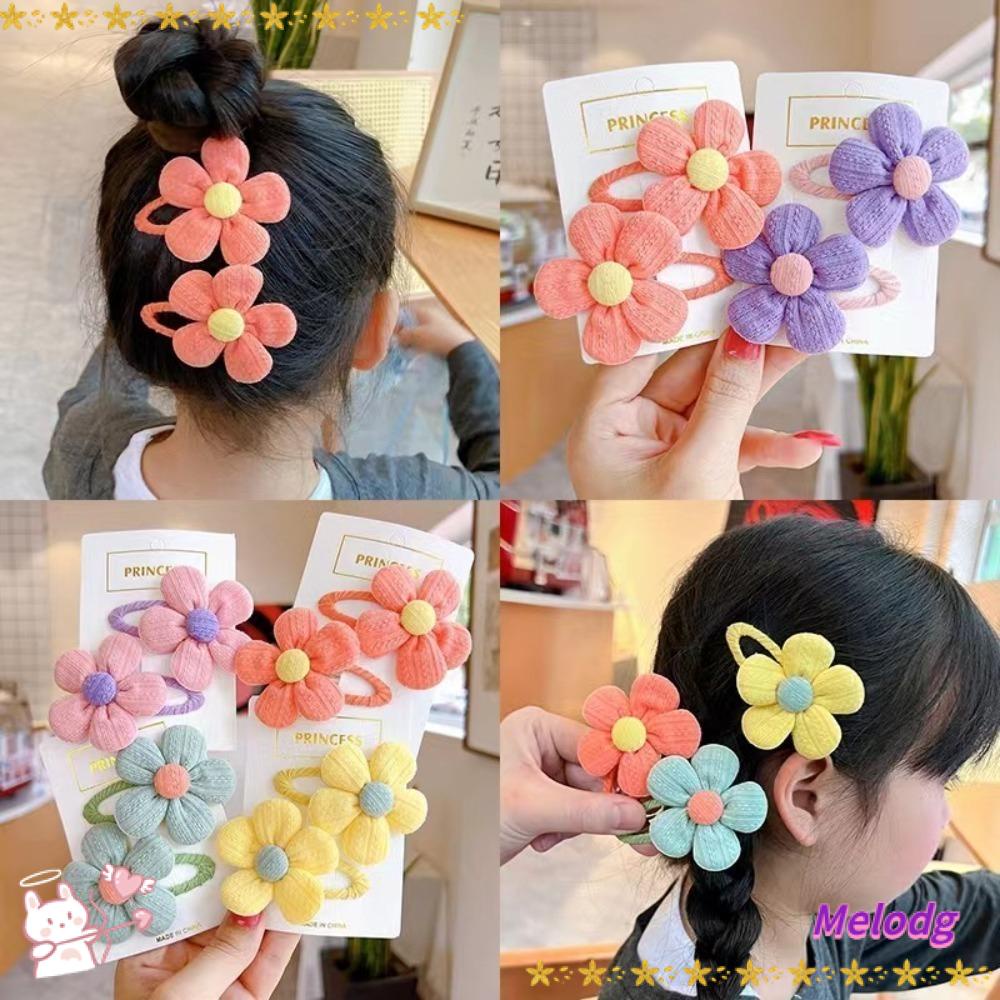 Bộ 4 Cặp Kẹp Tóc Họa Tiết Hoa Bằng Vải Thiết Kế Nhỏ Gọn Xinh Xắn Cho Bé