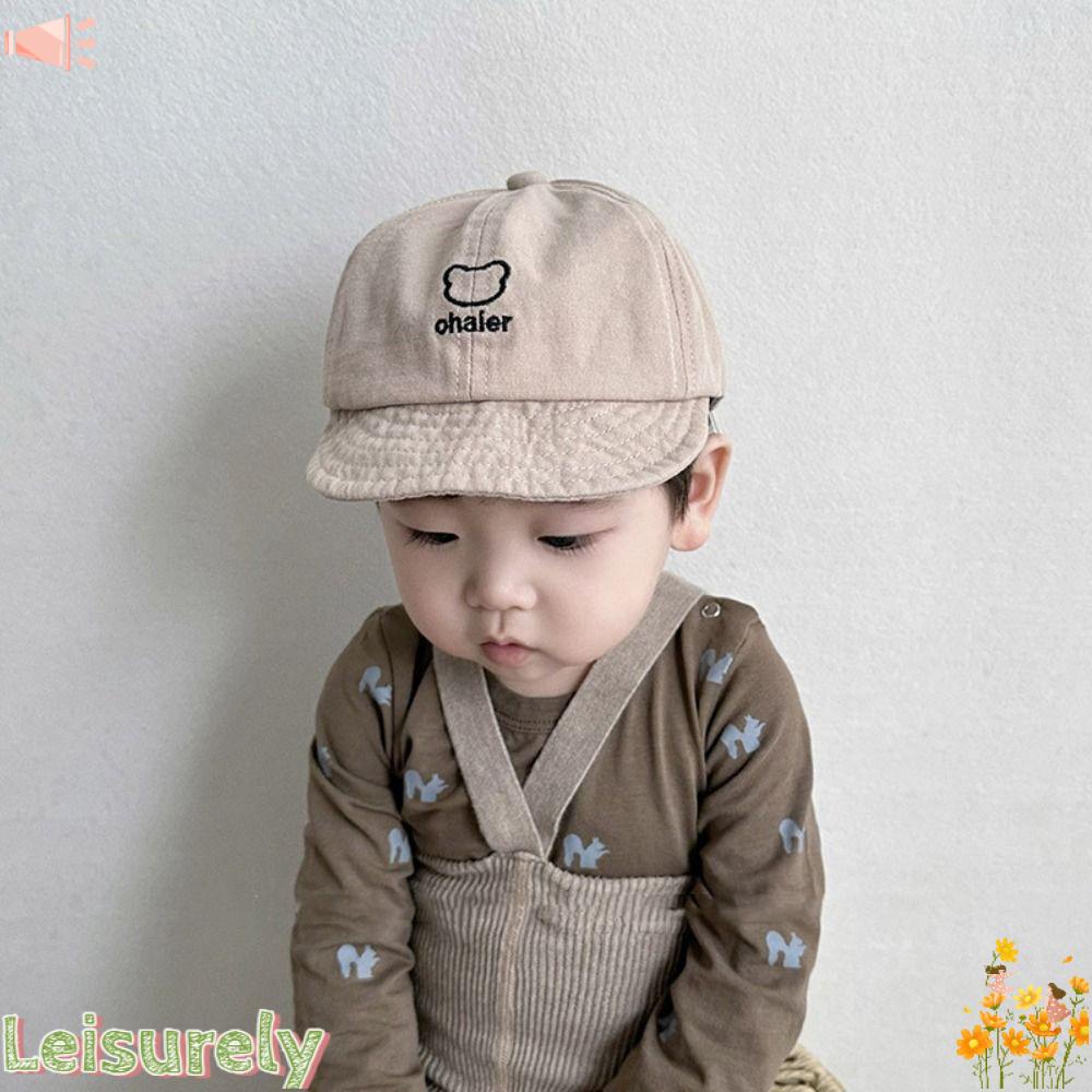 Mũ Lưỡi Trai Màu Trơn Mềm Mại Họa Tiết Gấu Hoạt Hình Phong Cách Hàn Quốc Cho Bé Sơ Sinh