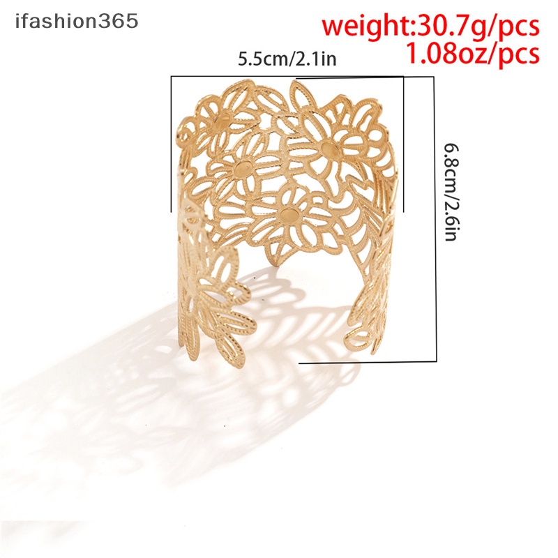 Vòng Đeo Tay Kim Loại Dạng Hở Hình Hoa Lá Thời Trang Cho Nữ ifashion365
