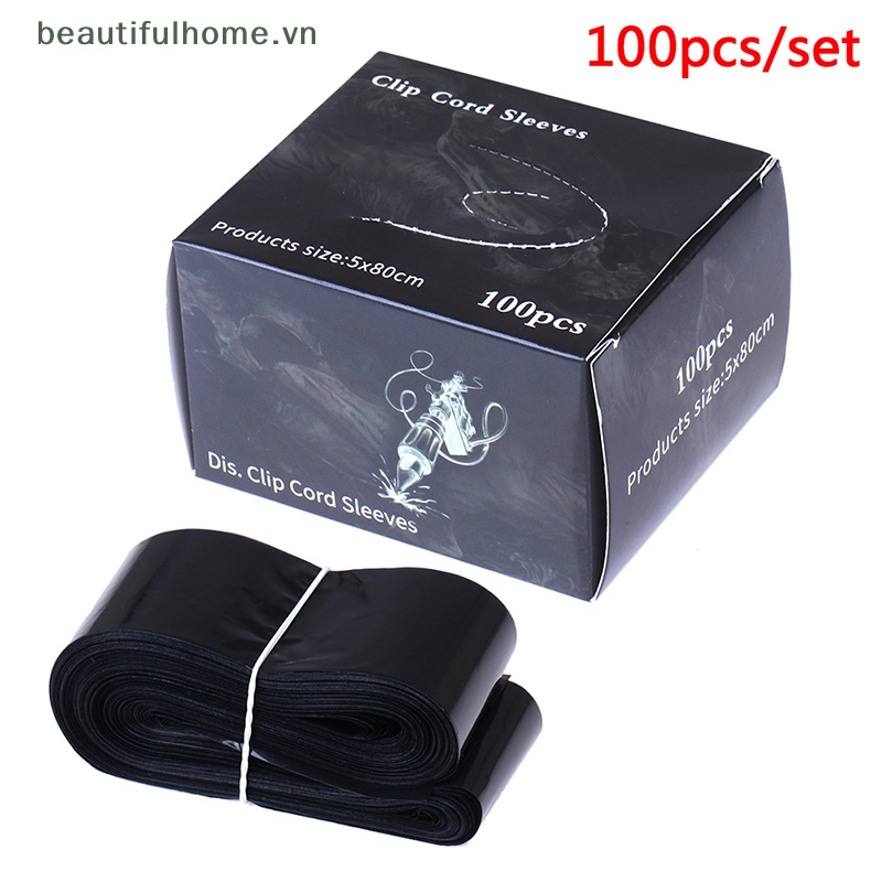 Bộ 100 Túi Đựng Dây Máy Xăm Màu Đen Dùng Một Lần Tiện Dụng