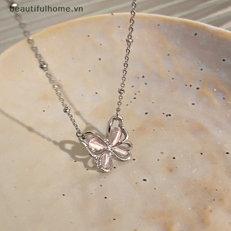 [Đẹp Mắt] Vòng cổ Bạc Mặt Hình Bướm Đính Đá Pha Lê Lấp Lánh Tinh Tế Cho Nữ Làm Quà Tặng Đám Cưới [beauty]