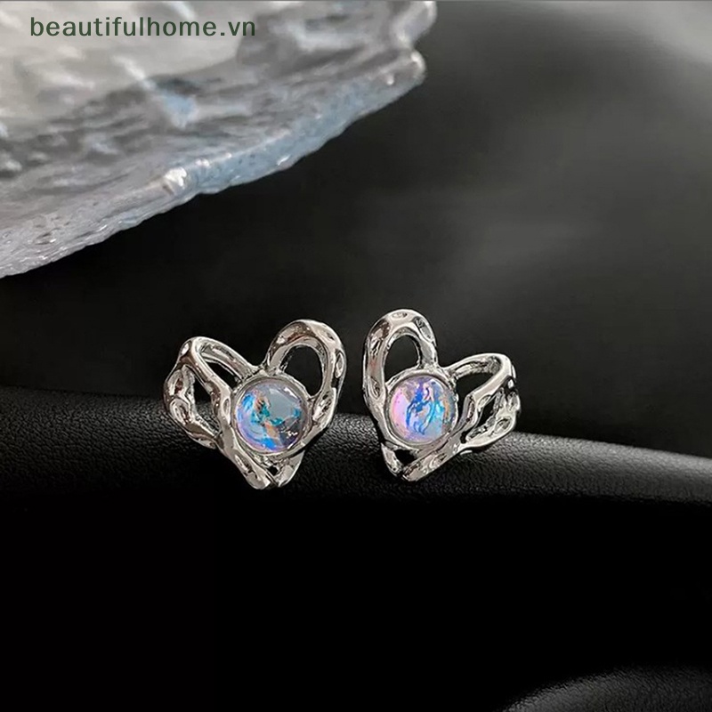 [beautifulhome] Bông Tai Kim Loại Hình Trái Tim Đơn Giản Thời Trang Mới Lấp Lánh Dành Cho Nữ [beauty]