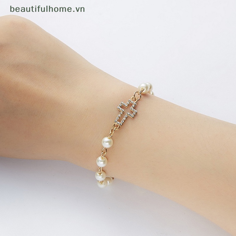 Vòng Tay Đính Đá Ngọc Trai / Kim Cương Giả Tùy Chỉnh Thời Trang Cho Nữ