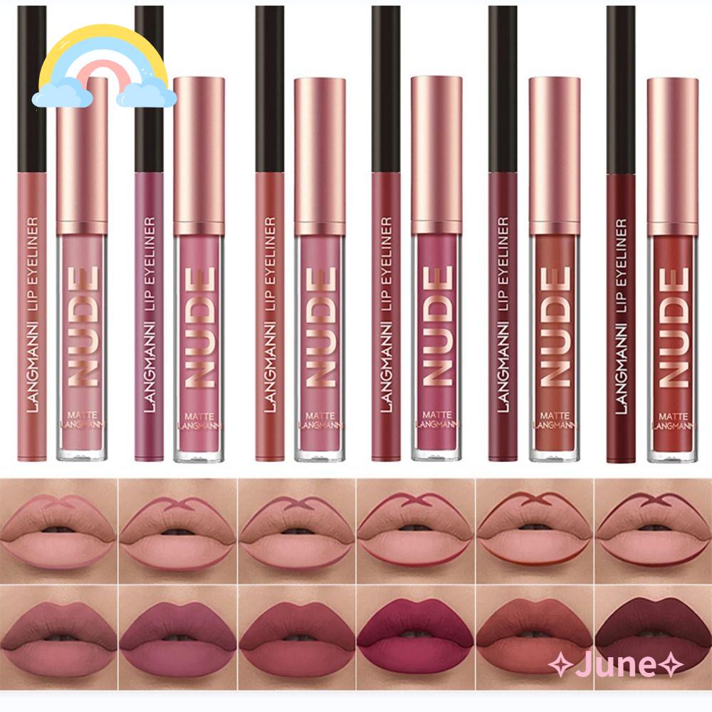 Bộ 2 Son Bóng Kiêm Bút Kẻ Viền Môi Lâu Trôi Chống Thấm Nước Chuyên Dụng Cho