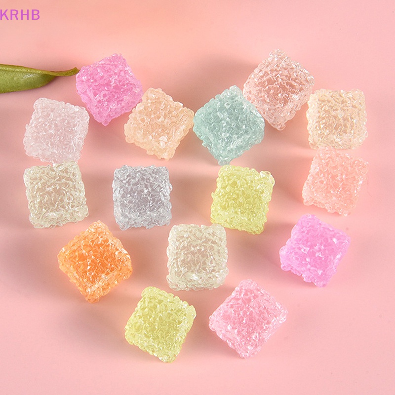 Bộ 10 Mô Hình Đồ Ăn Dạ Quang Mini Bằng Nhựa Resin Hình Vuông Nhiều Màu Sắc Dùng Trang Trí Sổ Tay / Điện Thoại Mới