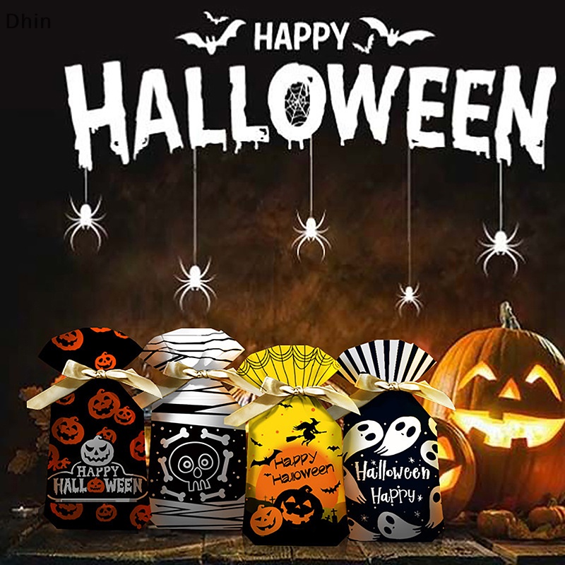 Bộ 50 Túi Nhựa Đựng Kẹo / Bánh Quy Phong Cách Halloween Độc Đáo