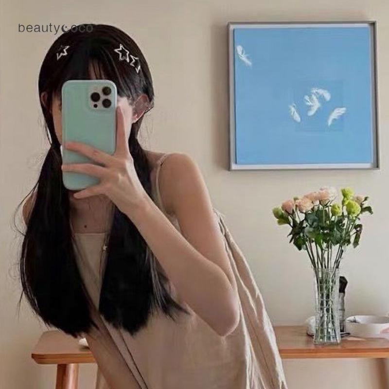 Beautycoco🍊Y2k Kẹp Tóc Ngôi Sao Năm Cánh Bằng Kim Loại Màu Bạc Mát Mẻ Dễ Phối Đồ Dành Cho Bạn Gái